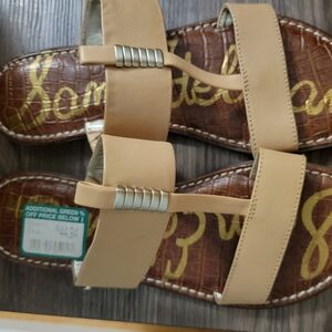 Sam Edelman- tan and Brown Sandals with Silver Accents. SIZE 7 1/2